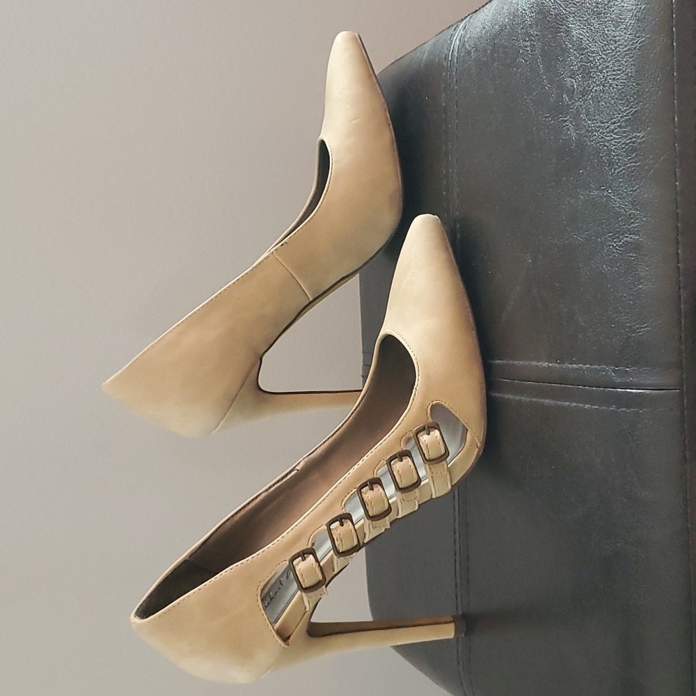 Michael Antonio Tan Heels with Buckle Accent